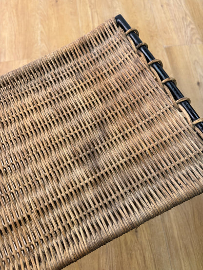 1950s wicker stool on metal legs