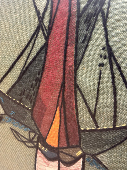 1960s tapestry picture of sailing boats