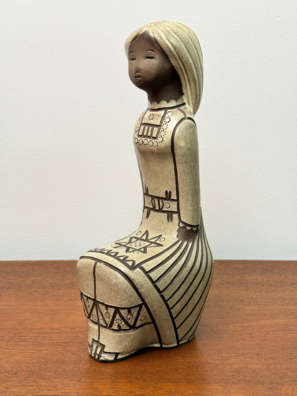 Seated girl by Tekt ceramics USSR 1970s