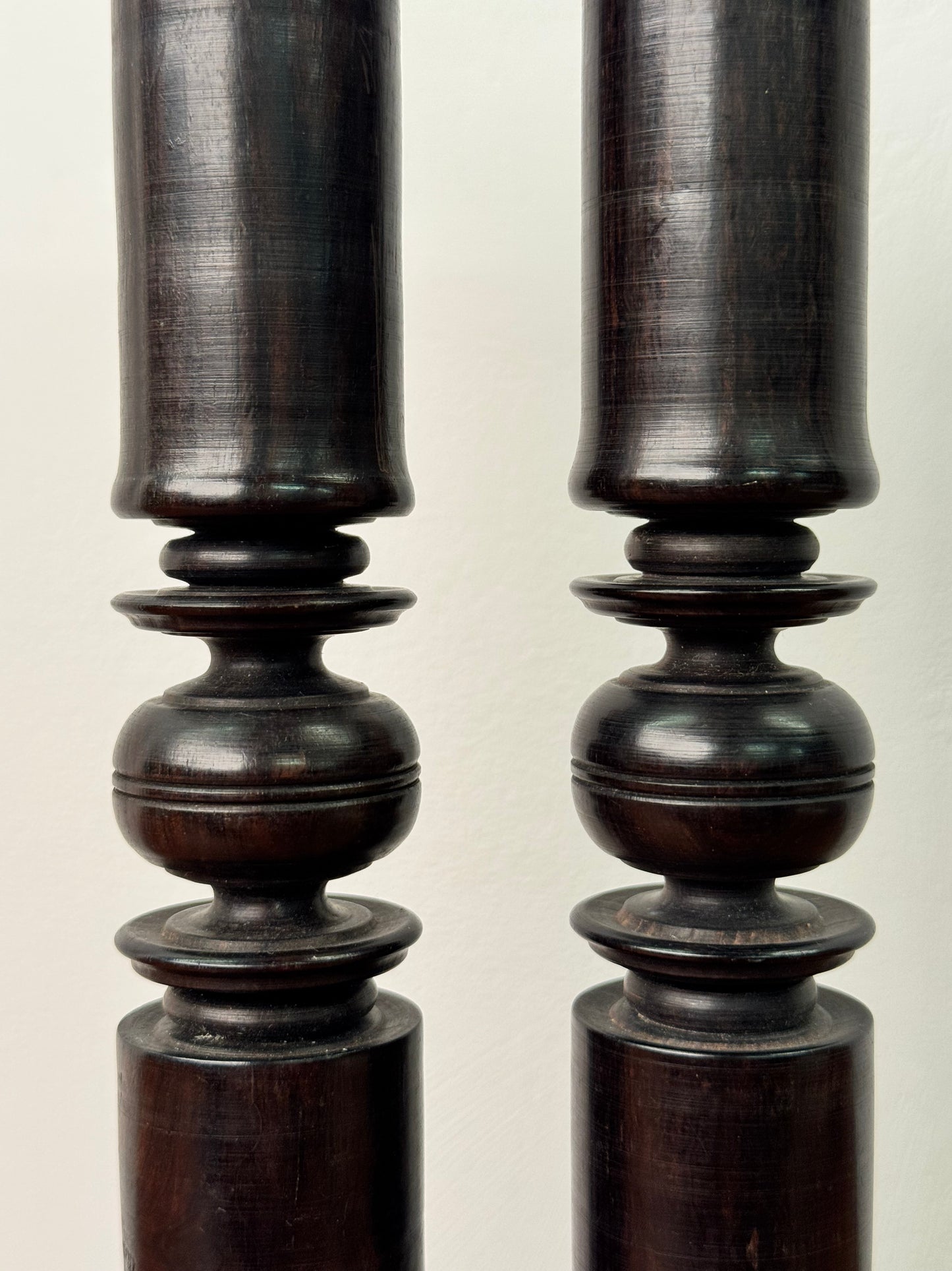 Vintage hardwood turned candlesticks