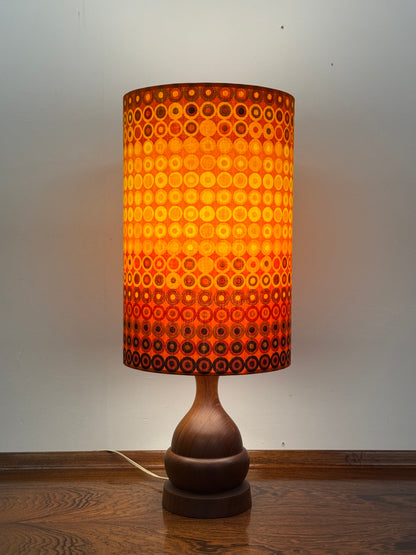 1960s teak table lamp with vintage fabric shade