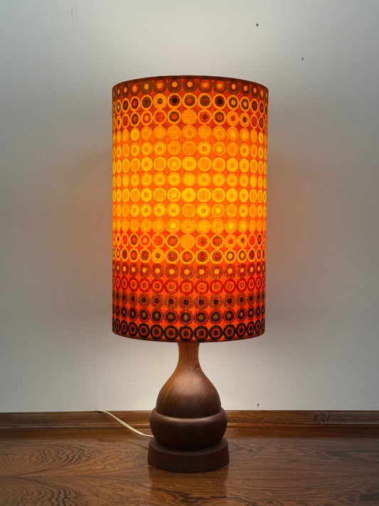 1960s teak table lamp with vintage fabric shade