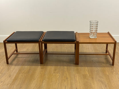 Set of 3 teak side tables/seats made in Norway