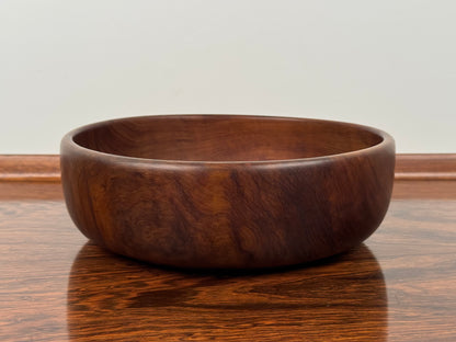 1970s black walnut turned salad bowl