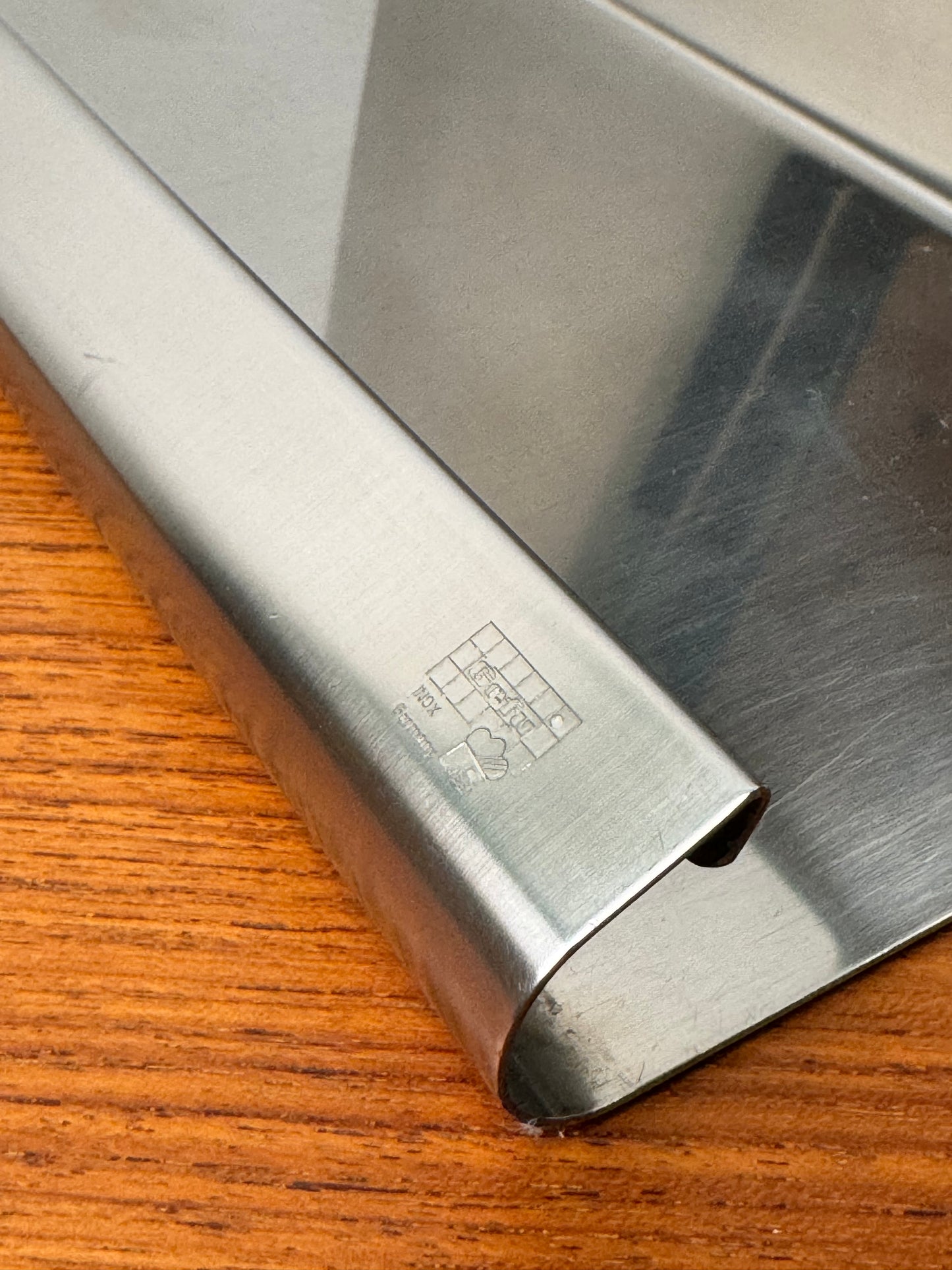 1970s stainless steel kitchen book stand