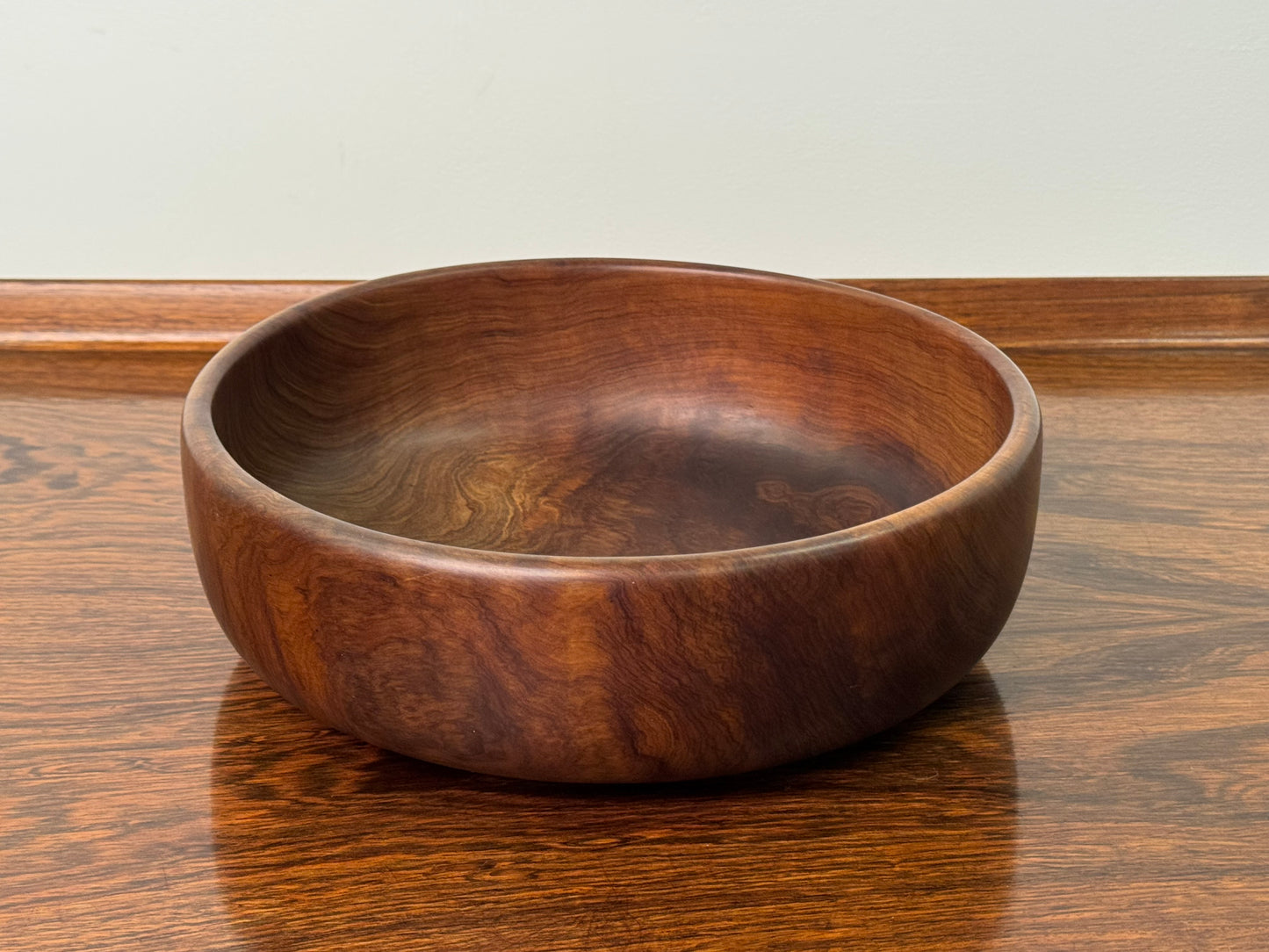 1970s black walnut turned salad bowl