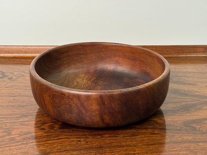 1970s black walnut turned salad bowl