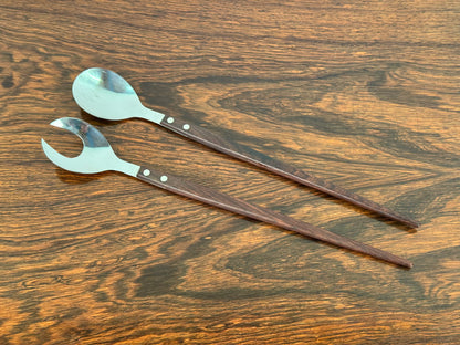 Stainless steel and rosewood salad servers