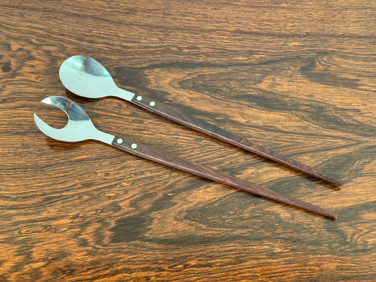 Stainless steel and rosewood salad servers