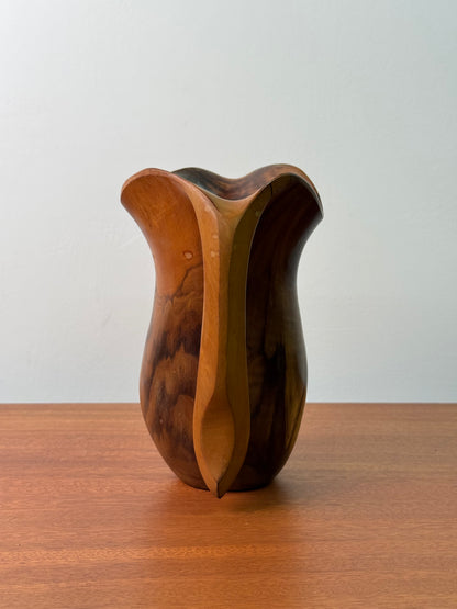 1970s Brutalist wood jug by Falcon Spain