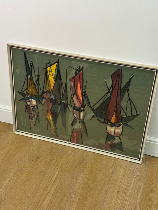 1960s tapestry picture of sailing boats