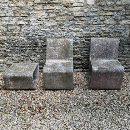 Brutalist concrete loop chairs and table 1970s