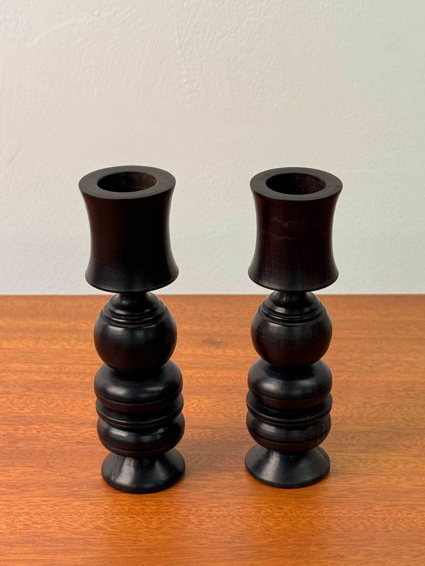 Vintage hardwood turned candlesticks