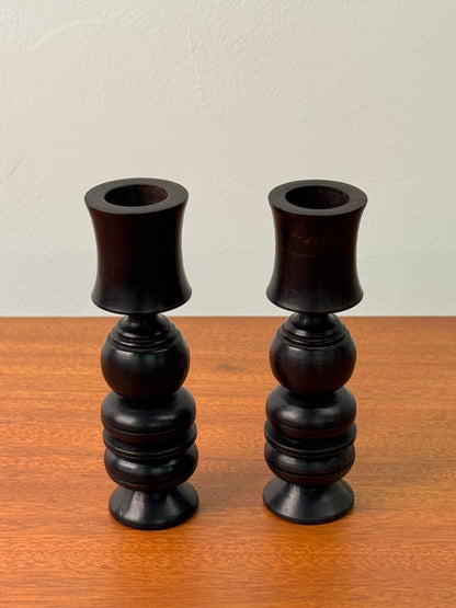 Vintage hardwood turned candlesticks