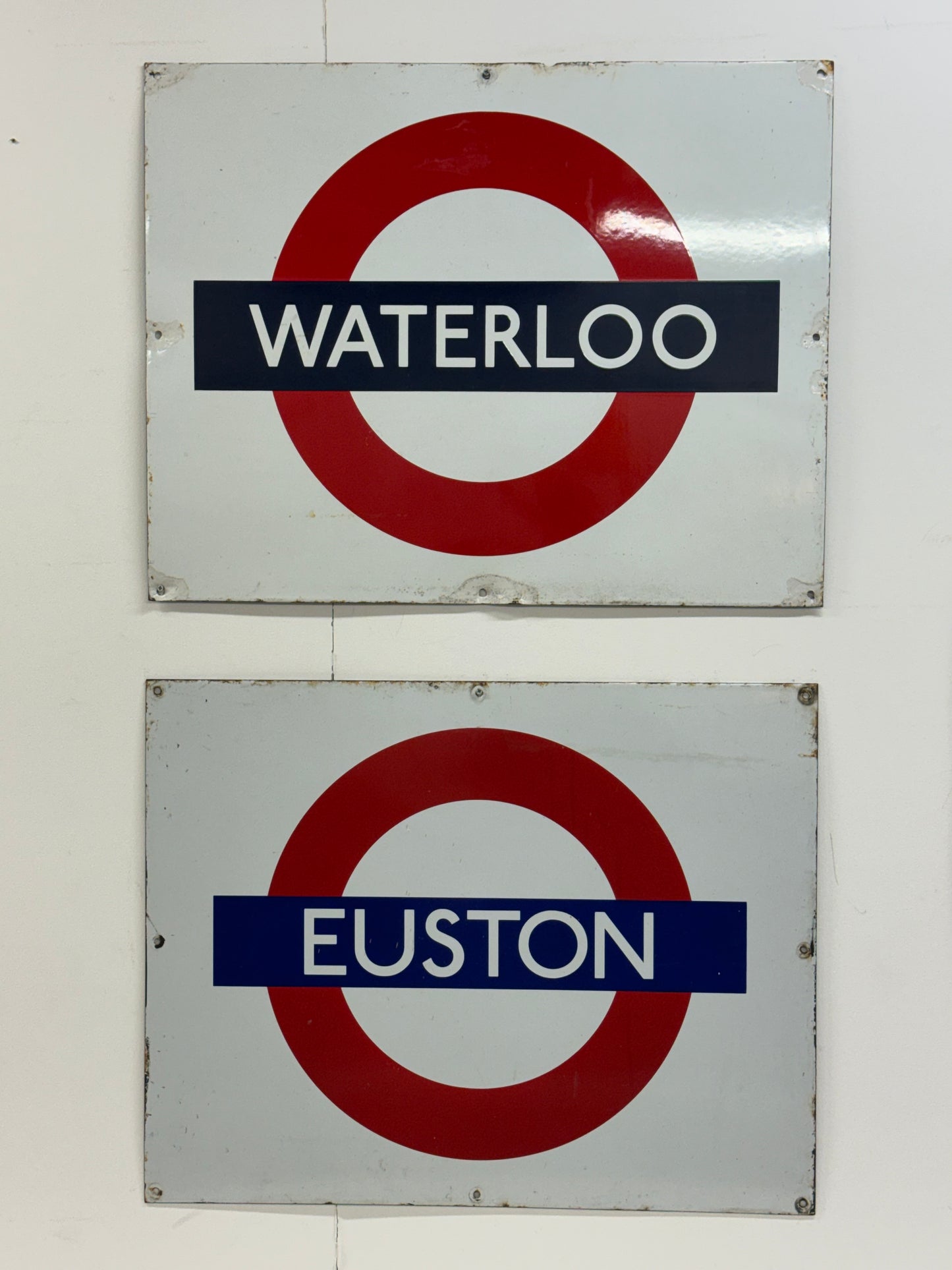 Vintage enamel underground signs