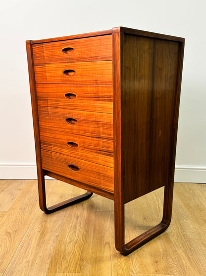 Walnut chest of drawers by Uniflex