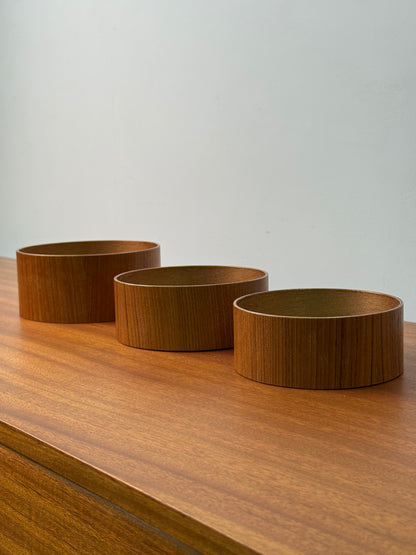 1960s teak ply bowl set