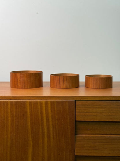 1960s teak ply bowl set