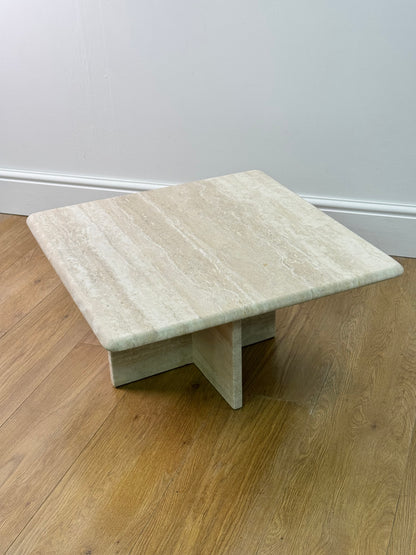 1980s Travertine marble small coffee table