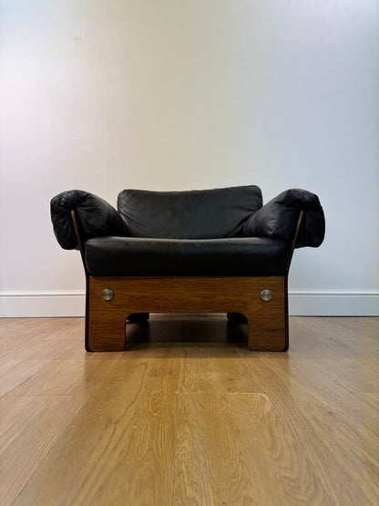 Plywood and Leather armchair by John Hardy