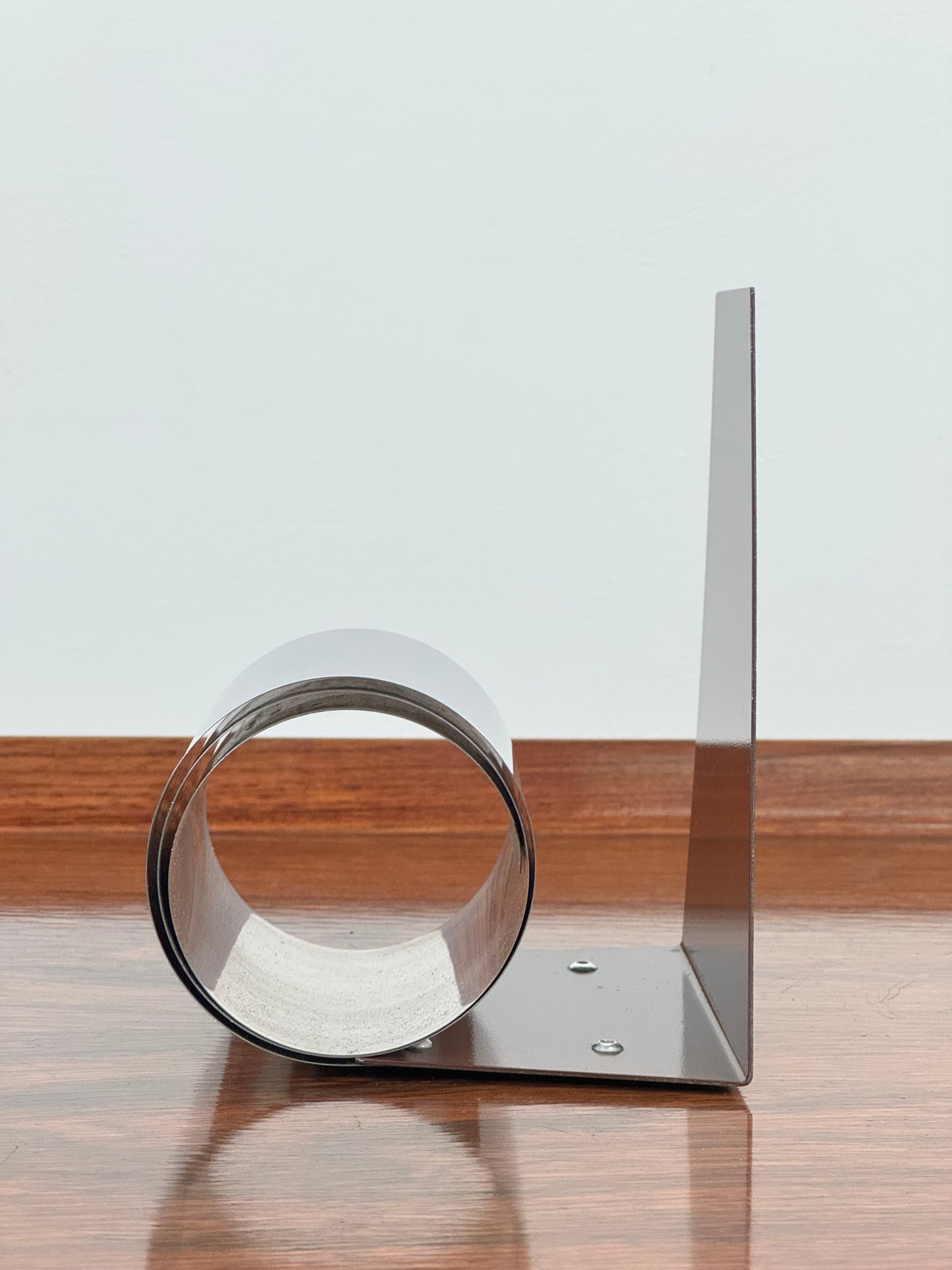 1970s stainless steel metal spiral bookend