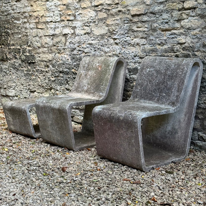 Brutalist concrete loop chairs and table 1970s