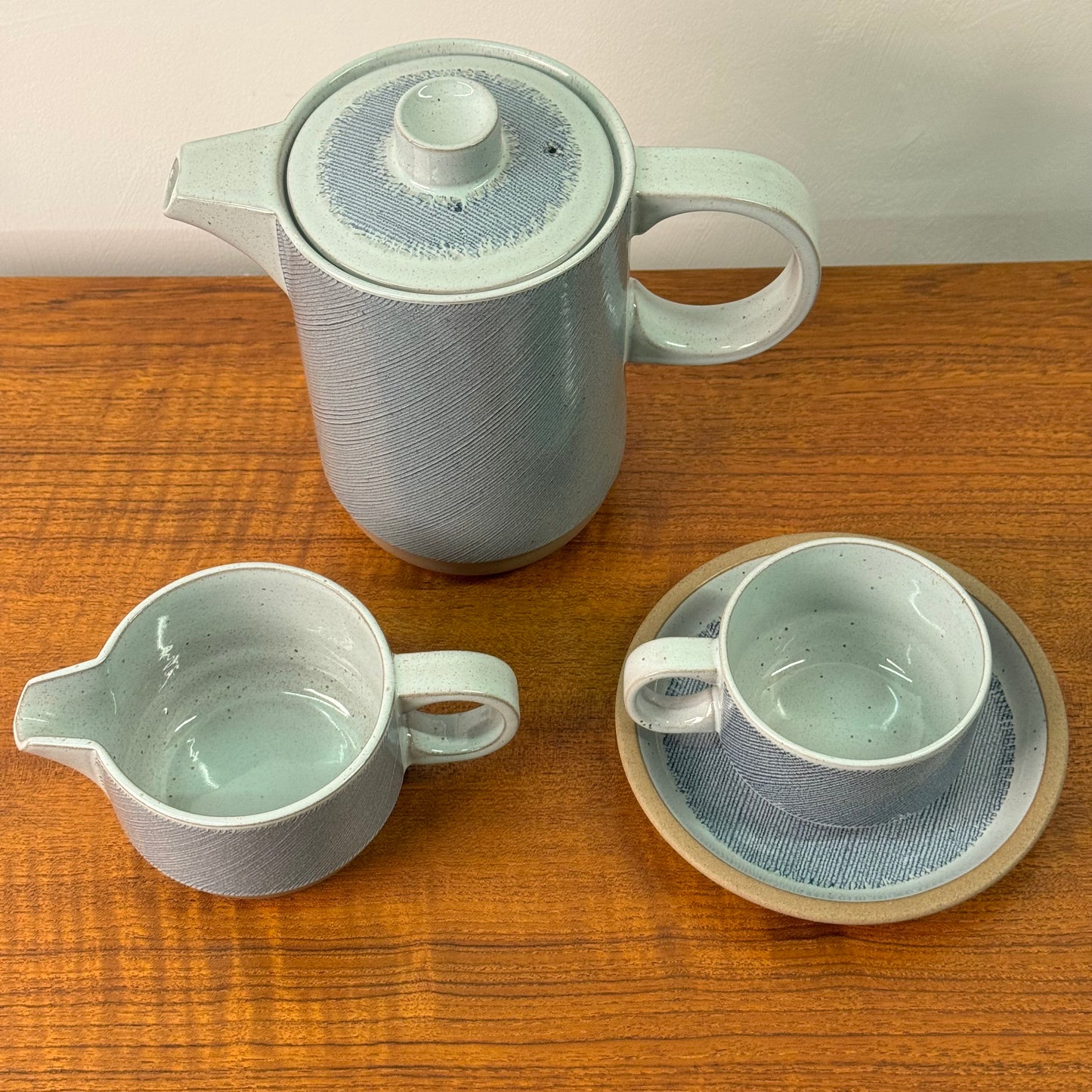 1970s Denim pattern stoneware tea set by Midwinter
