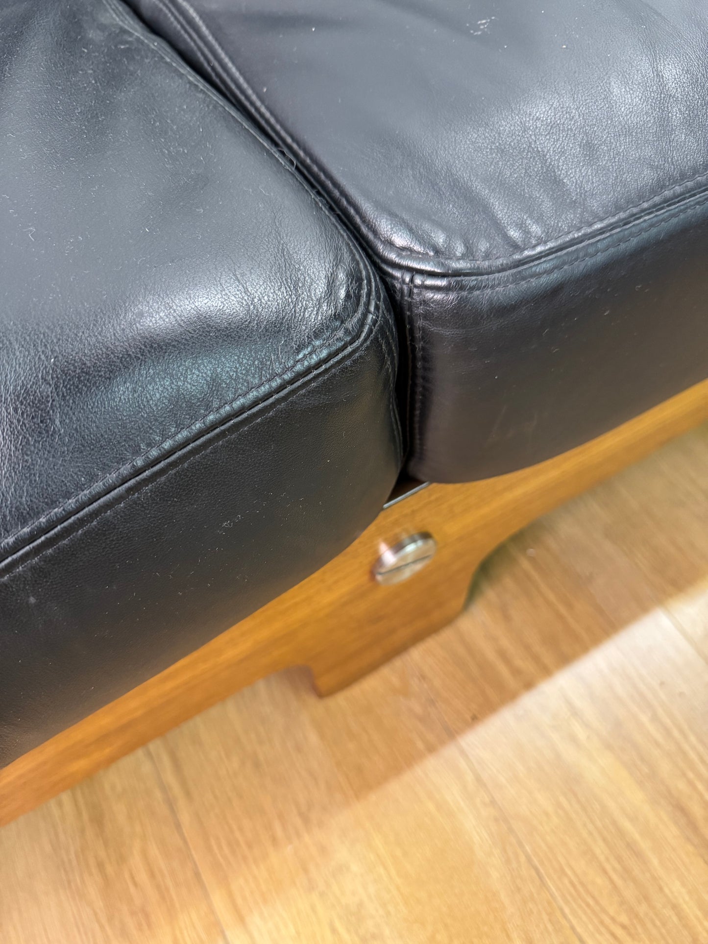 Plywood and Leather sofa designed by John Hardy