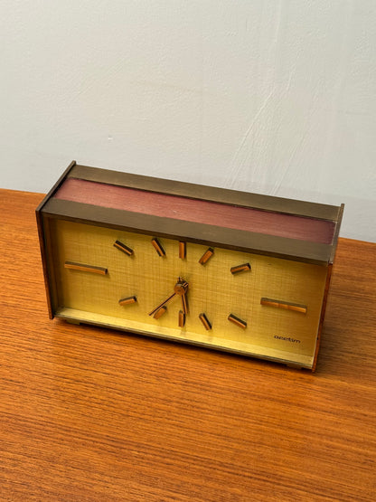1960s brushed brass table clock by Acctim