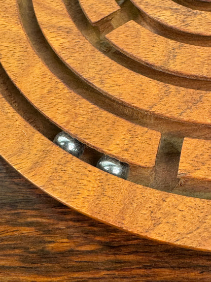 Vintage handcrafted wooden maze puzzle