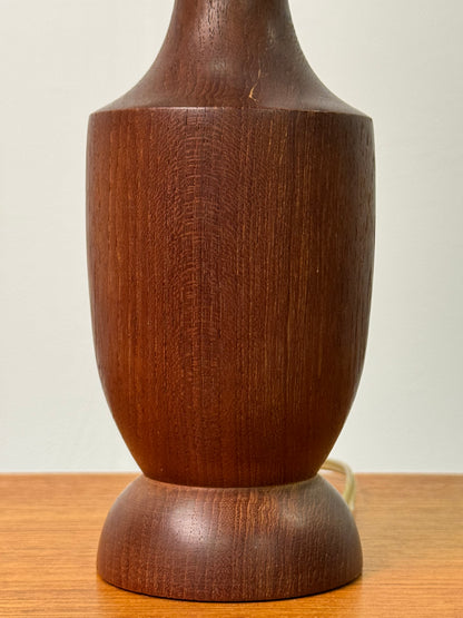 1960s teak table lamp with vintage fabric shade