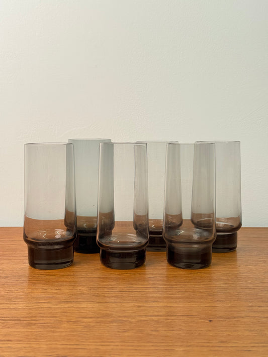 1960s thin walled grey drinking glasses