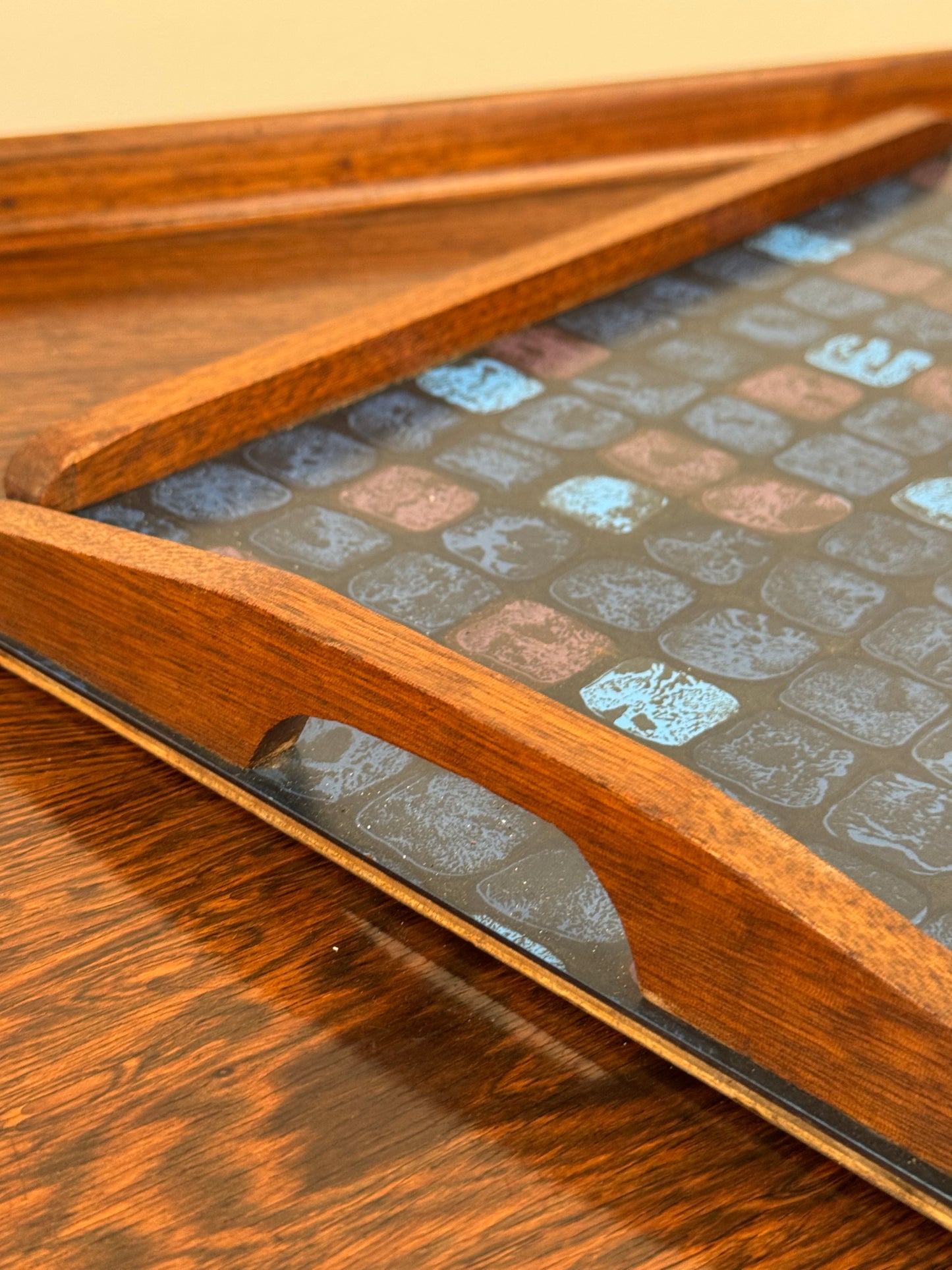 1960s formica serving tray with handles