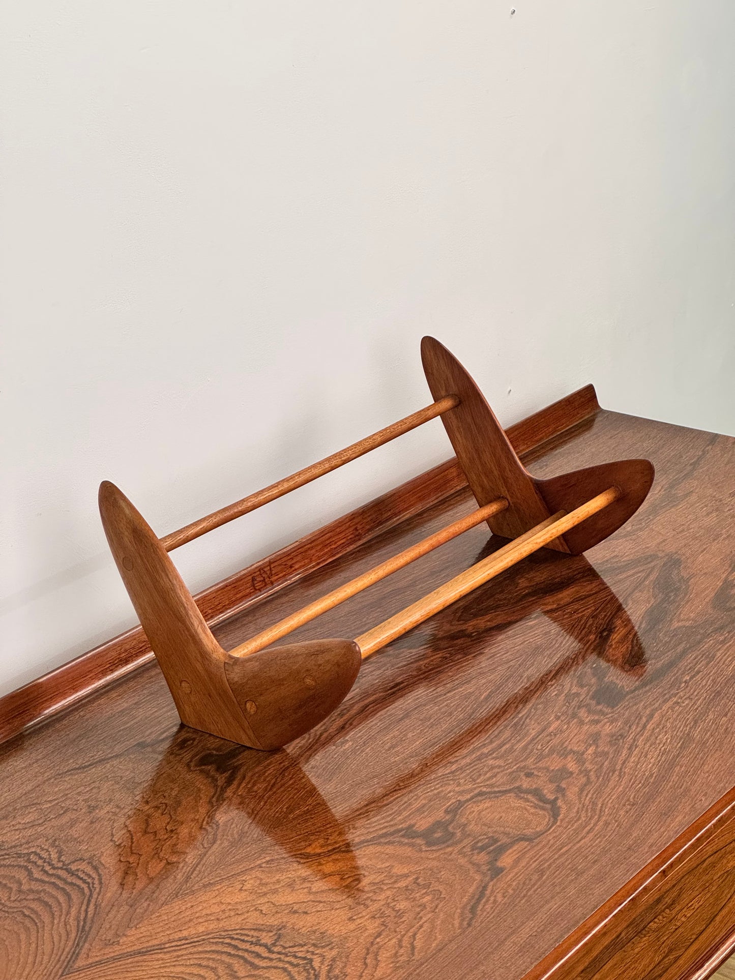 1960s carved wood book trough