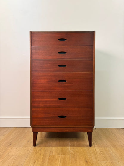 Tall teak chest of drawers by Frank Guille