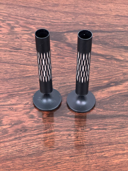60s black anodised stem vases by Conrah