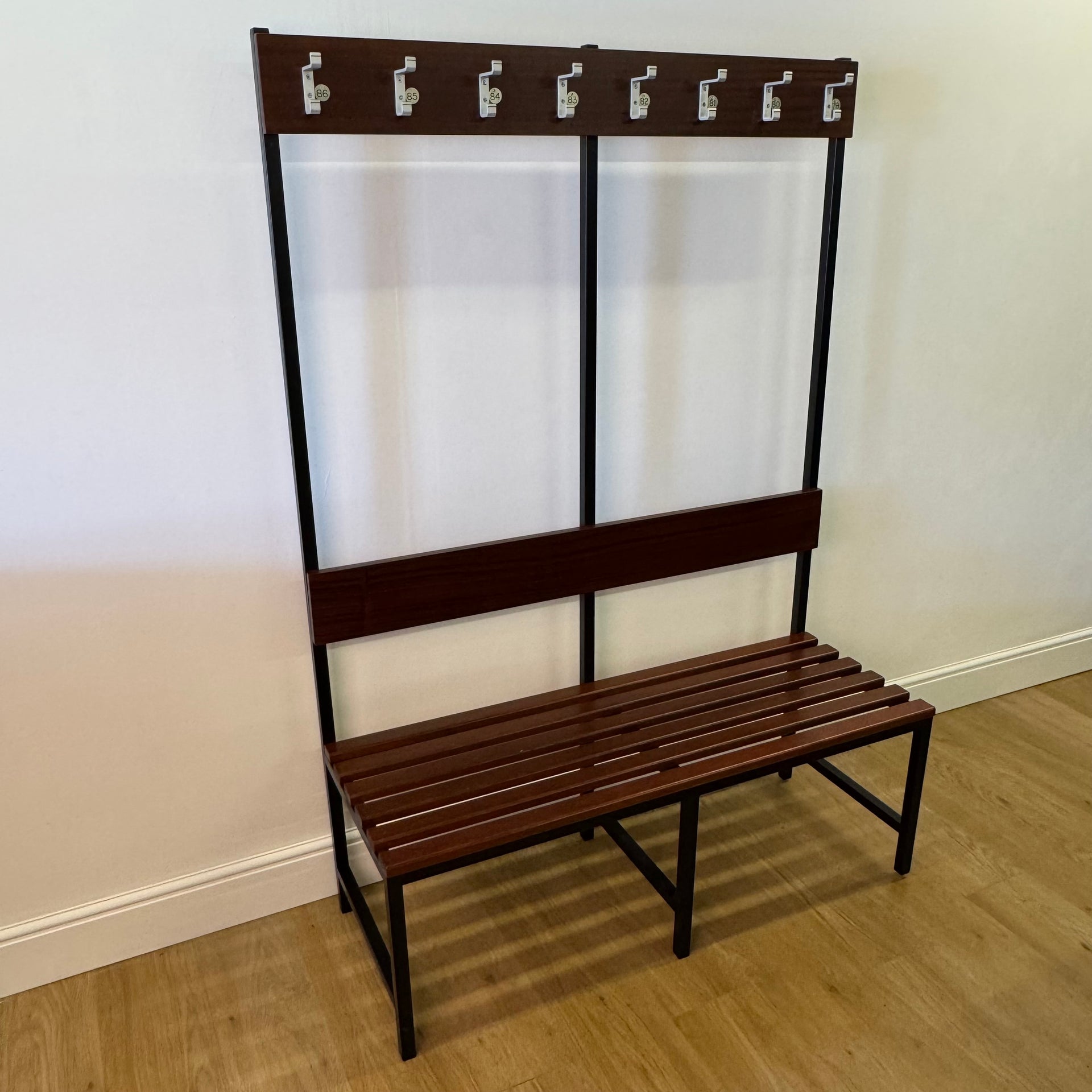 1970s changing room slatted bench and coat stand – Mark Parrish