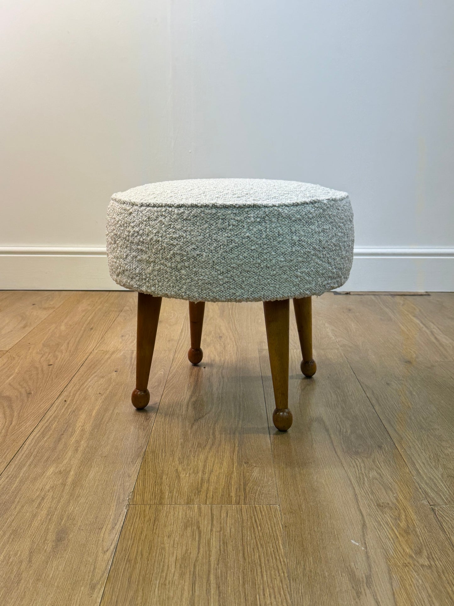 1950s ivory boucle stool