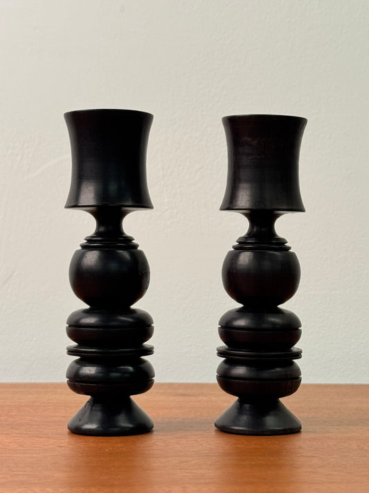 Vintage hardwood turned candlesticks