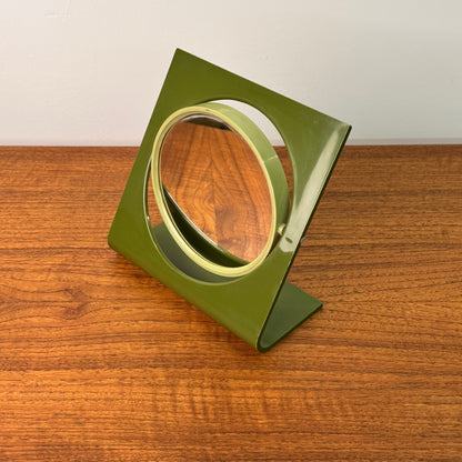 1970s green plastic table mirror
