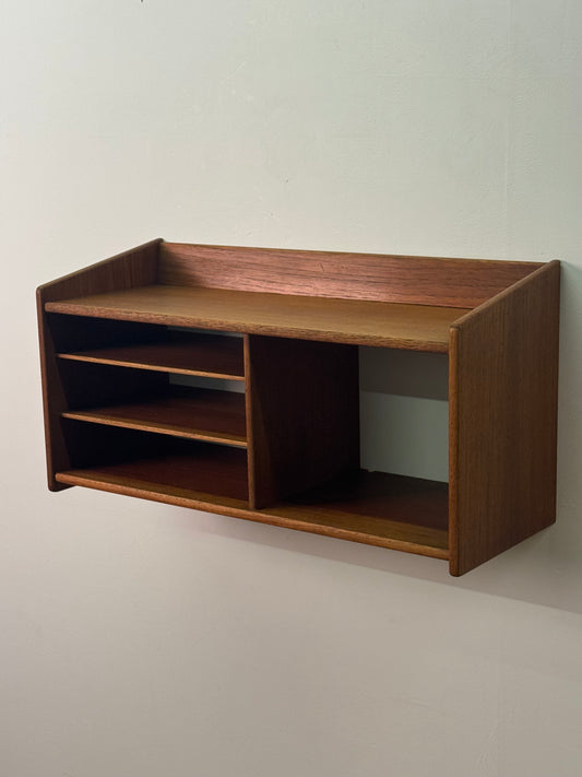 Danish teak wall mounted telephone shelf