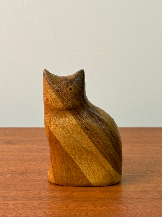 1980s wood cat figure