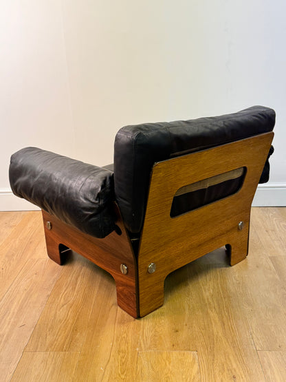 Plywood and Leather armchair by John Hardy