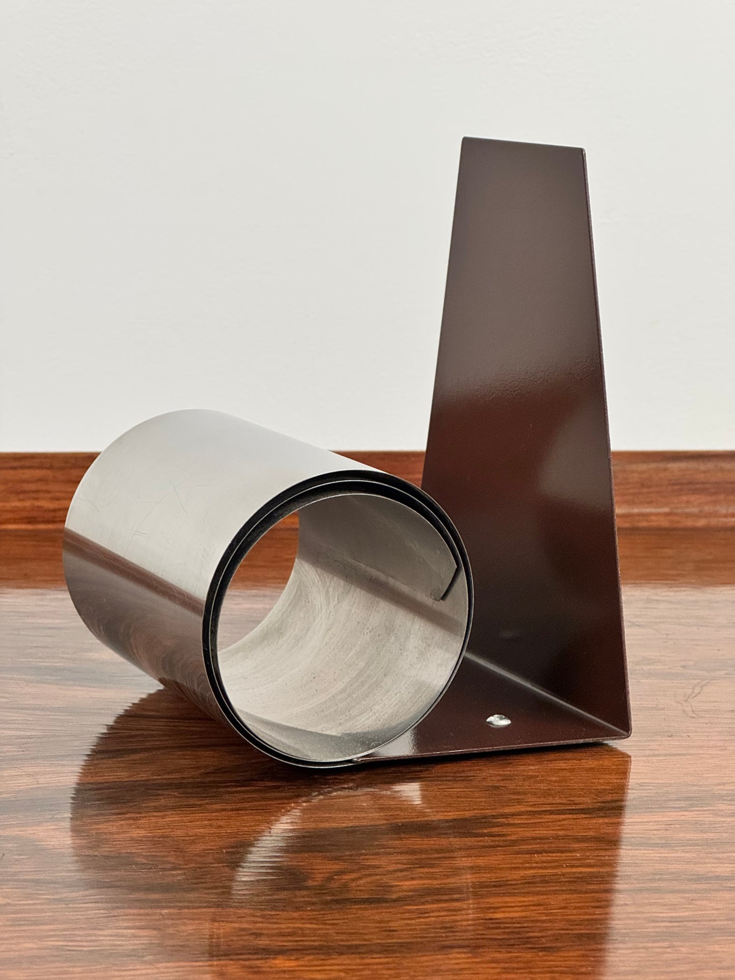 1970s stainless steel metal spiral bookend