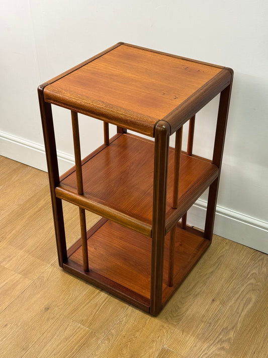 1970s Danish teak rotating display book case