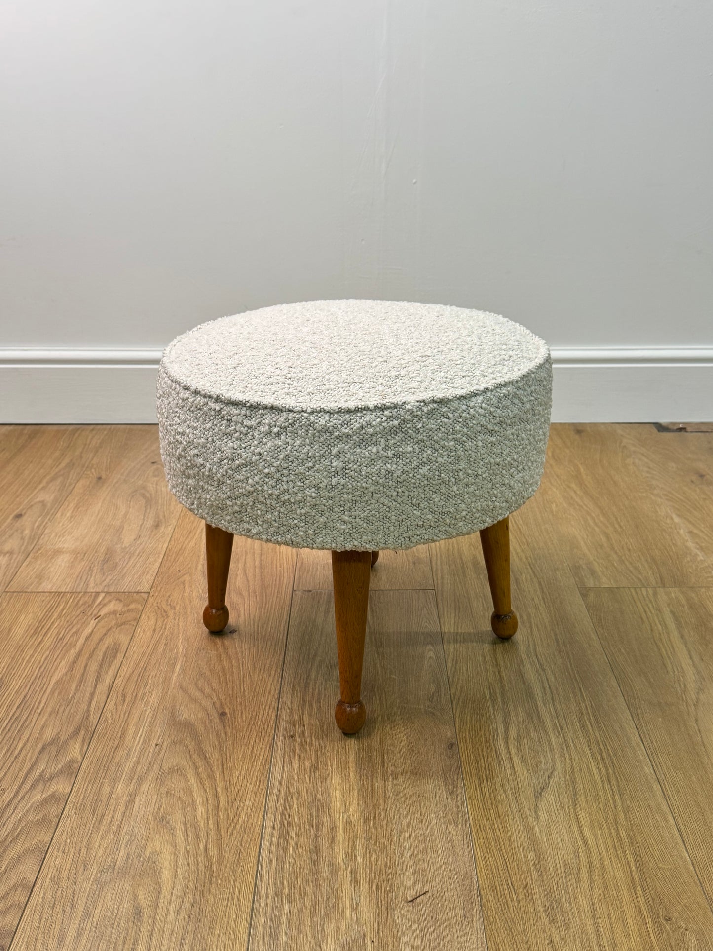 1950s ivory boucle stool