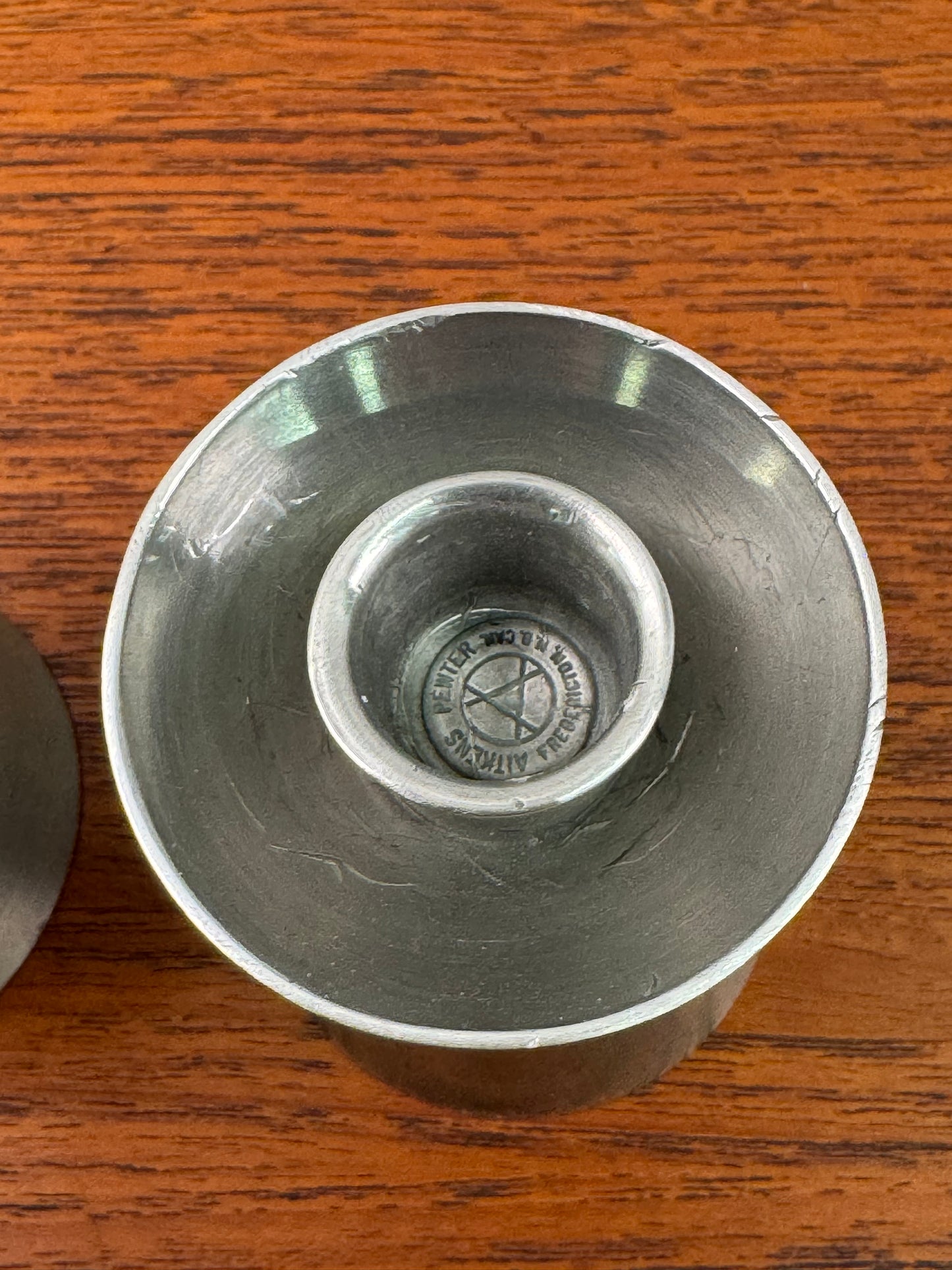Pair of 1970s pewter candlesticks by Aitkens Canada