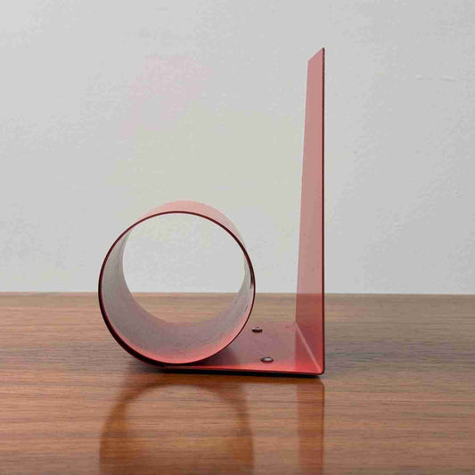 1970s red metal spiral bookend