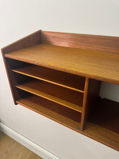 Danish teak wall mounted telephone shelf