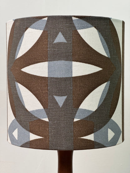 1960s teak table lamp with vintage fabric shade